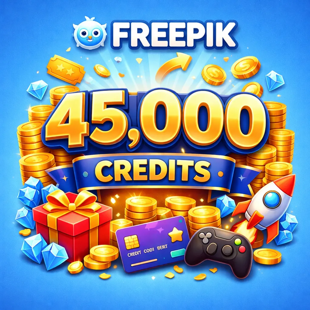Freepik 45,000 Ai Credit Valid for 1 Year اشحن 45,000 كريديت على حسابك في فري بيك
